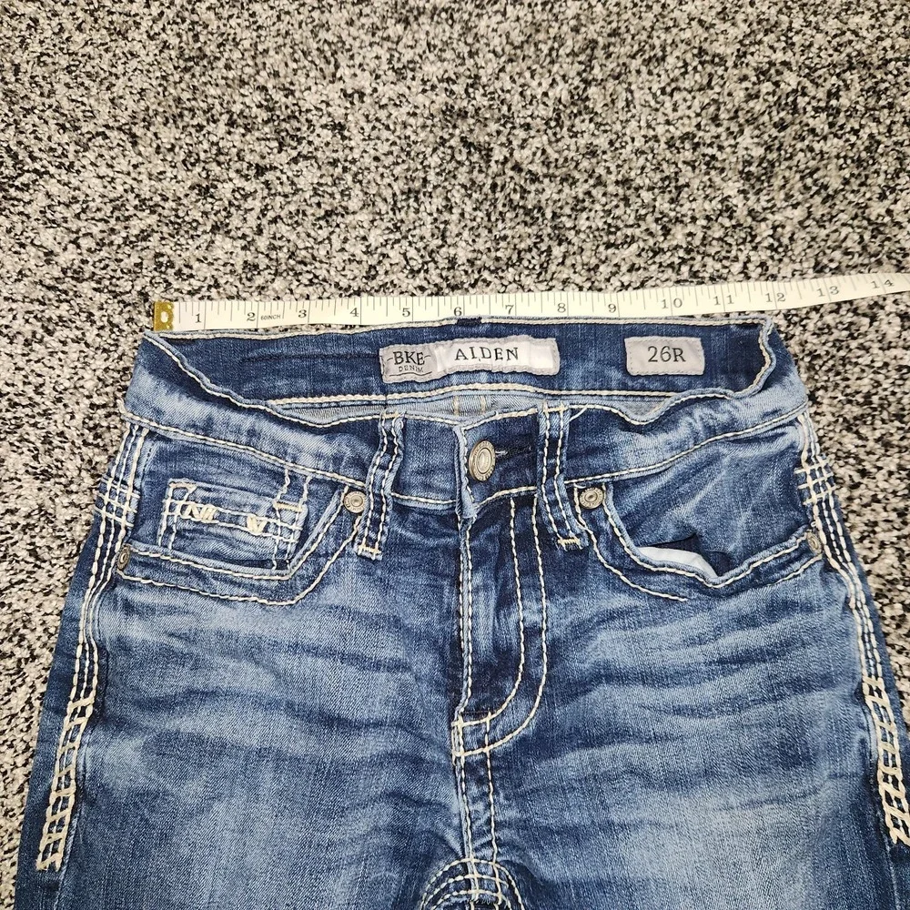 Bke Aiden Boys Jeans Size 26 R, Stretch Darkwash Thick Stitch 30